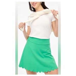 NEW J. Crew Womens Vintage Kelly Green Scalloped Skirt Skort Size Small